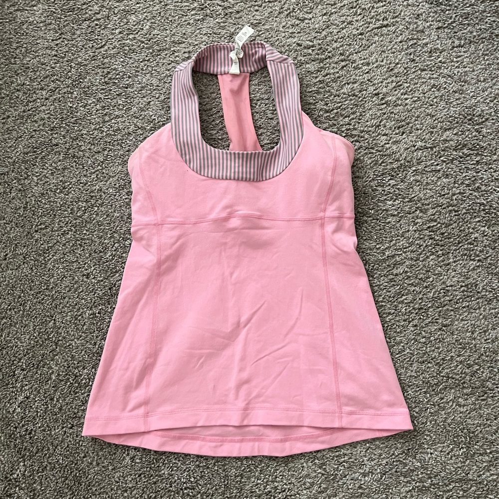 Pink Lululemon scoop-neck tank top